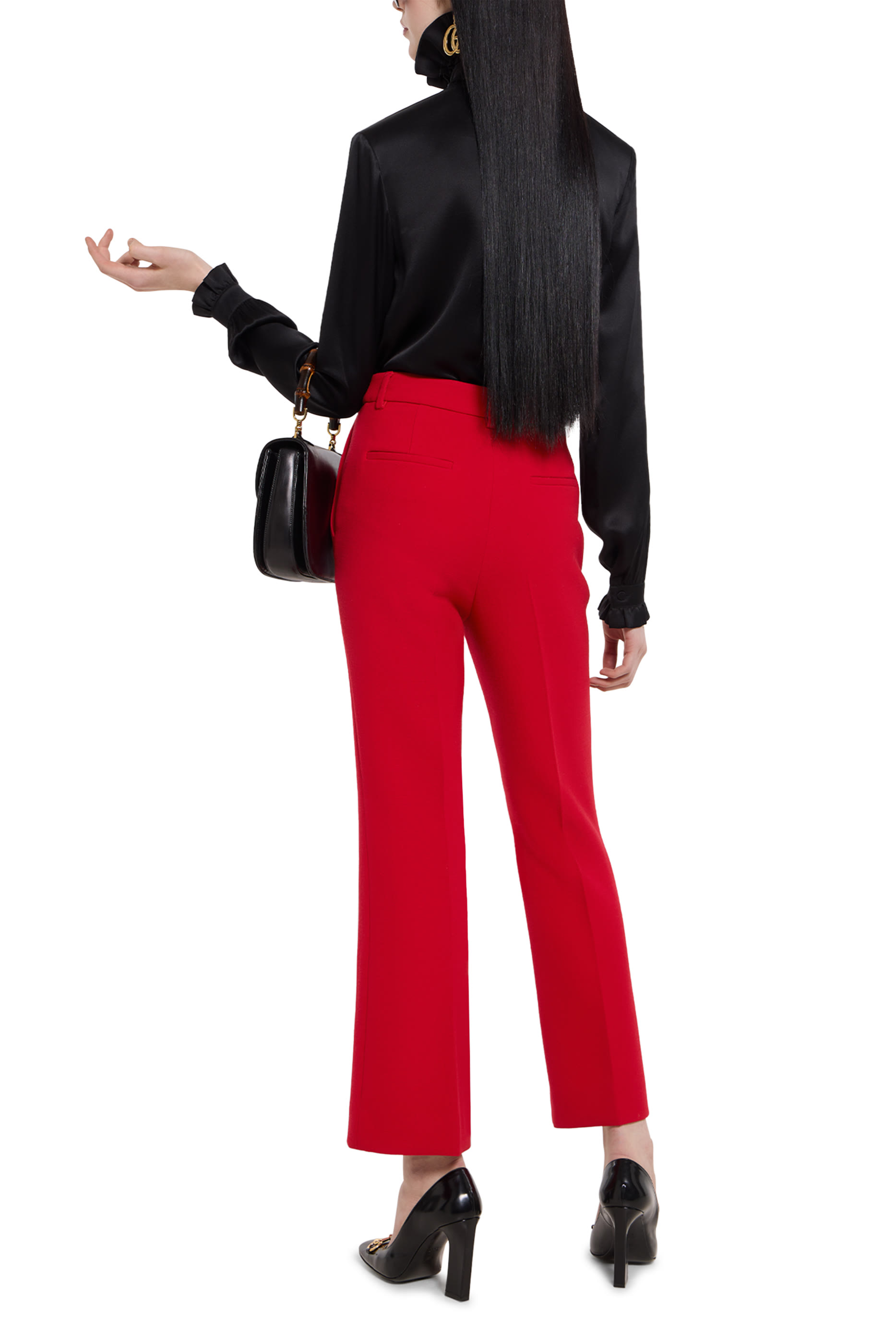 Double G Button Crêpe Wool Pants