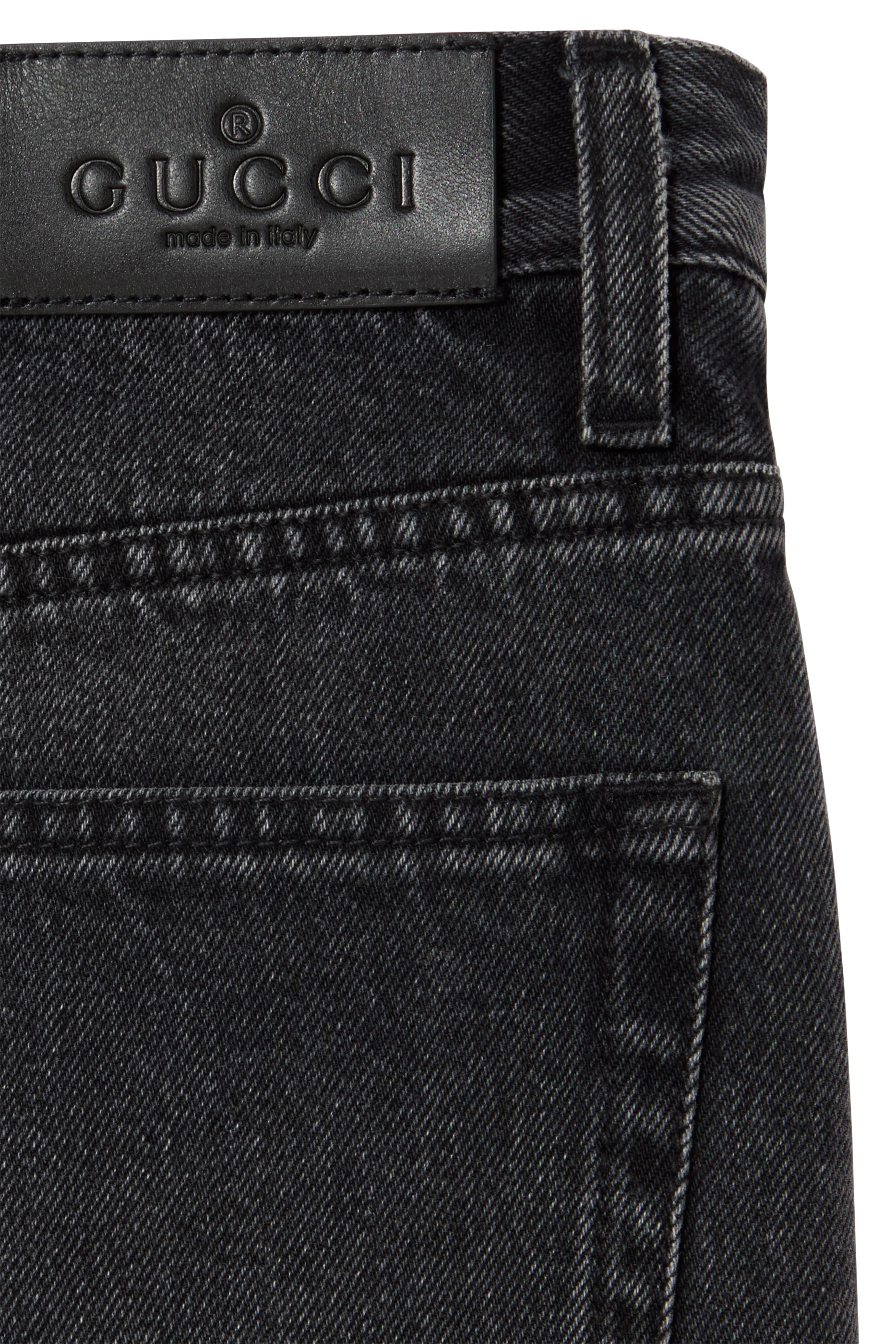  Cotton Denim Shorts with Horsebit 