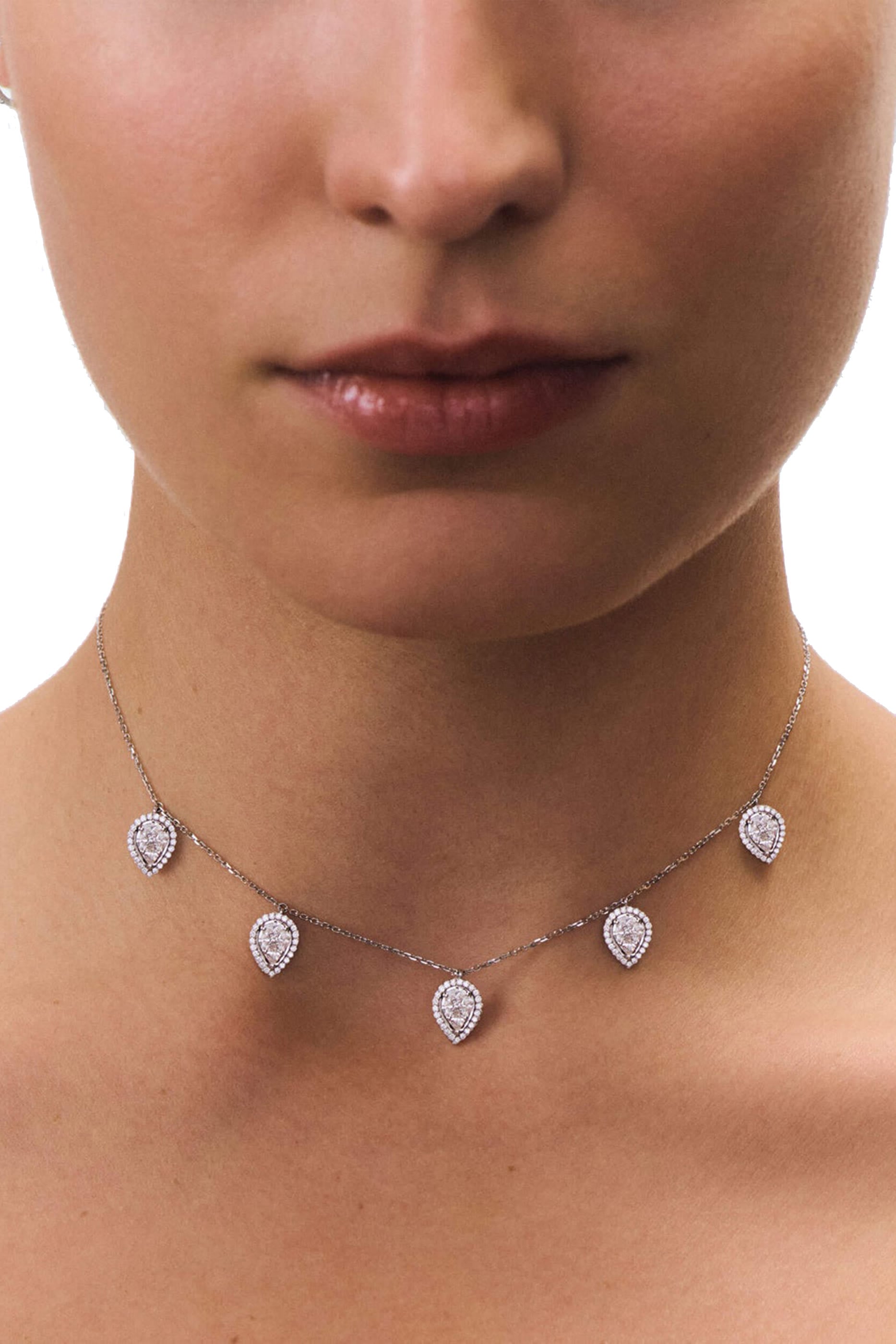Éclat Choker 5 Pears, 18k White Gold & Diamonds