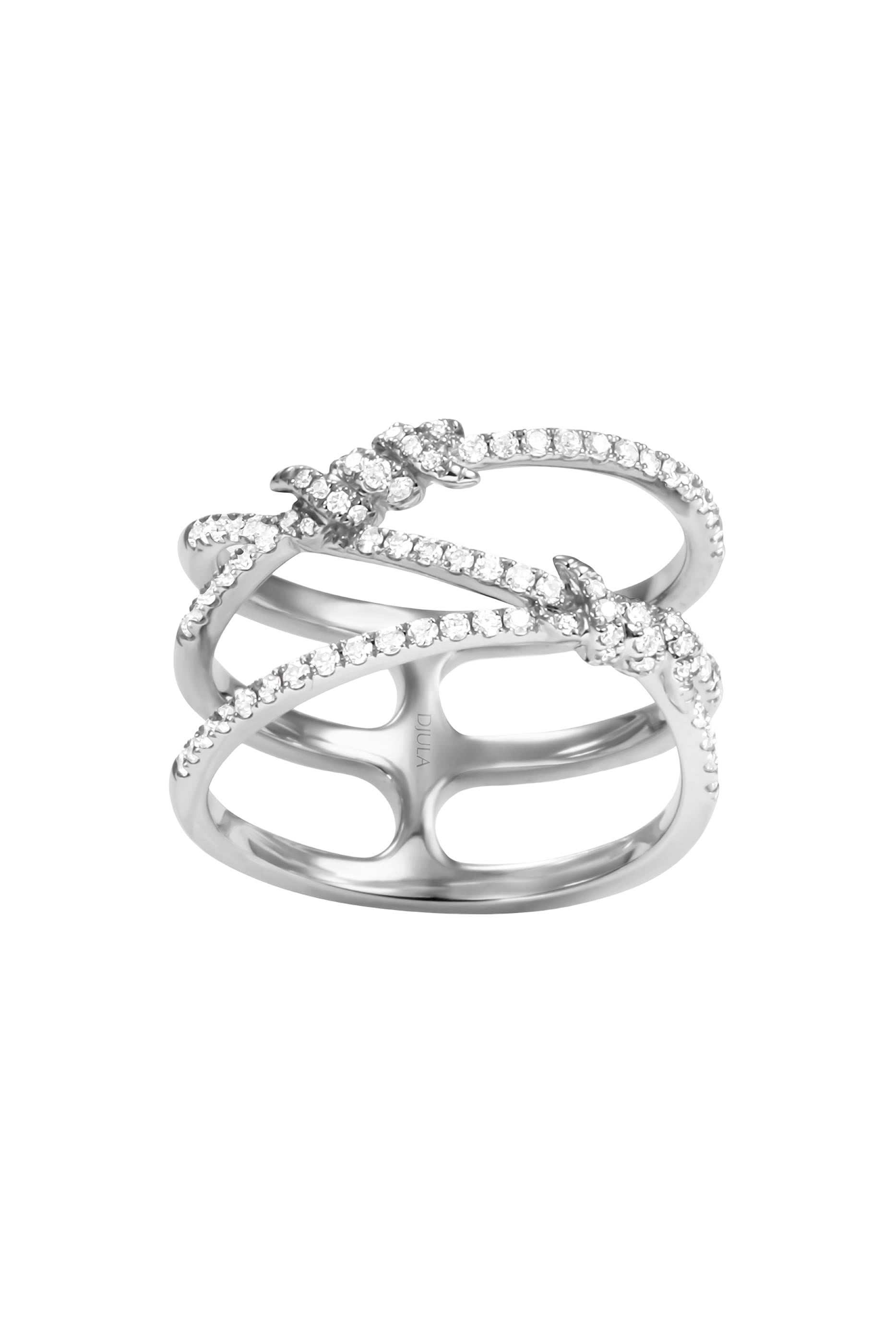  Barbelé Fine Pavé Ring, 18K White Gold & Diamonds