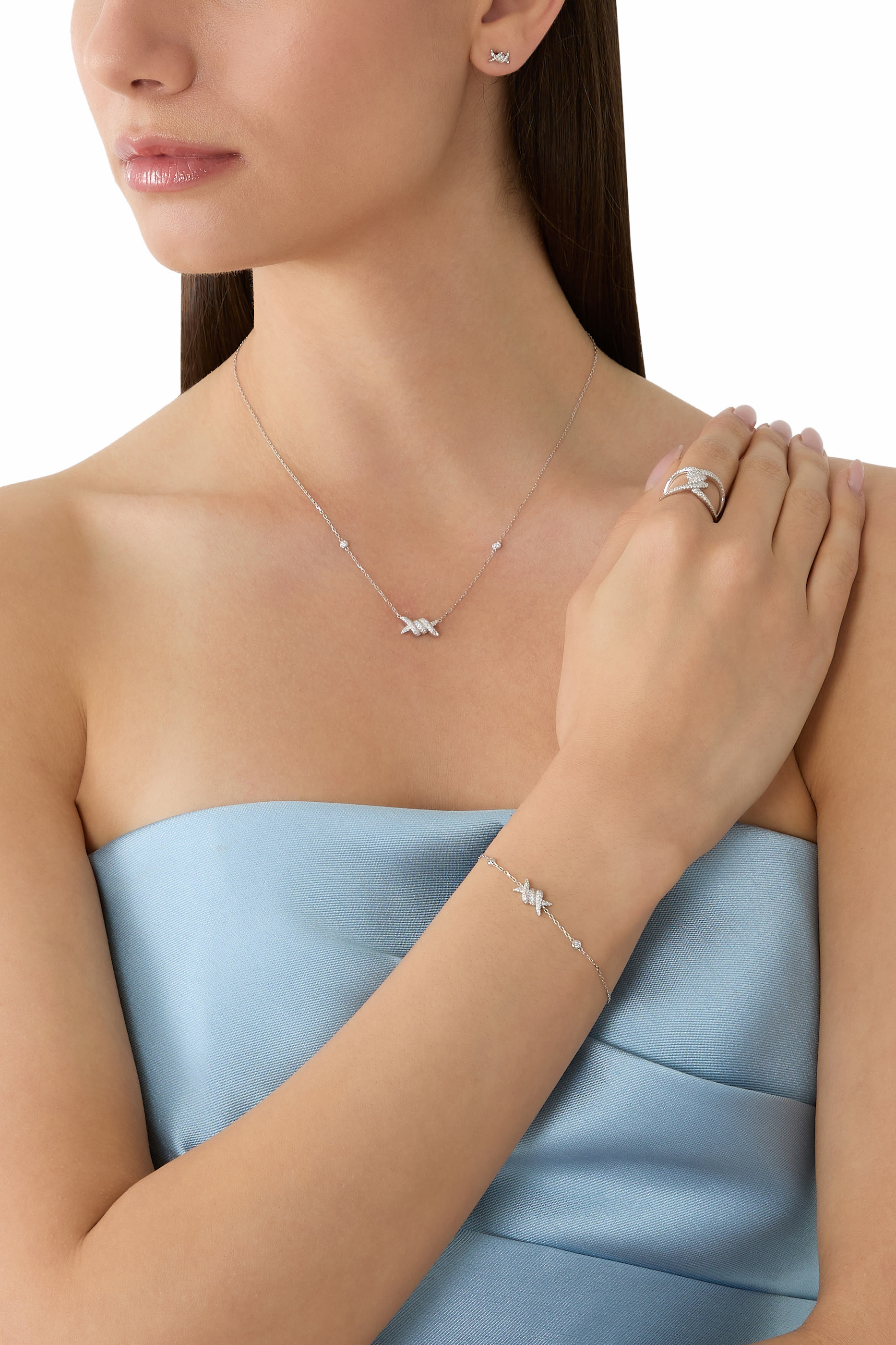  Barbelé Twist Pavé Ring, 18K White Gold & Diamonds