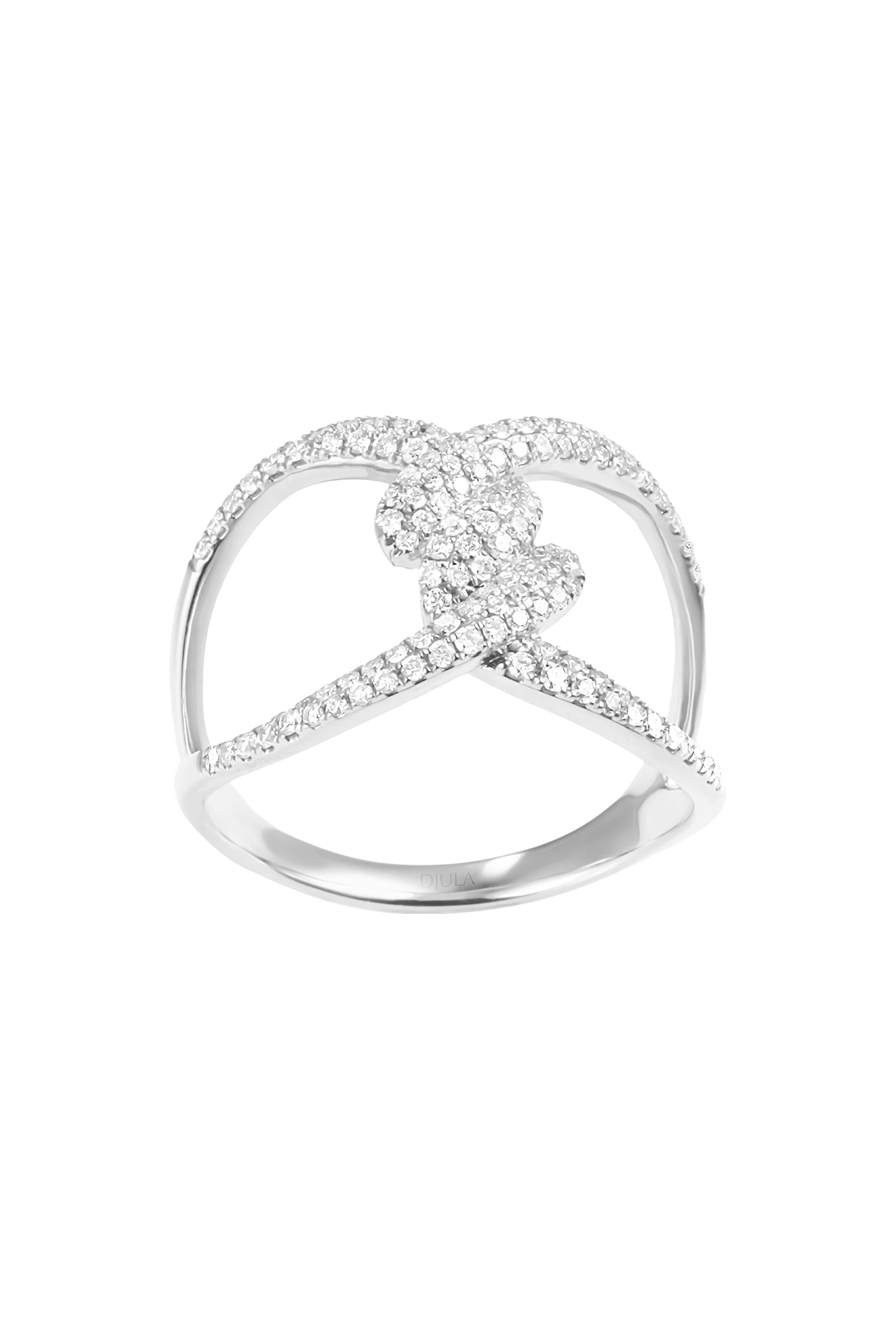  Barbelé Twist Pavé Ring, 18K White Gold & Diamonds