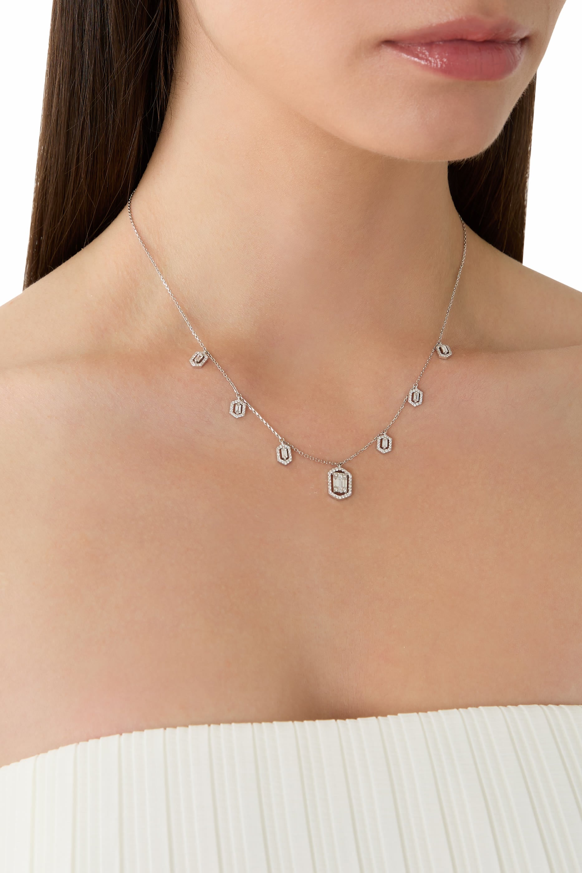 Éclat Necklace, 18K White Gold & Diamonds