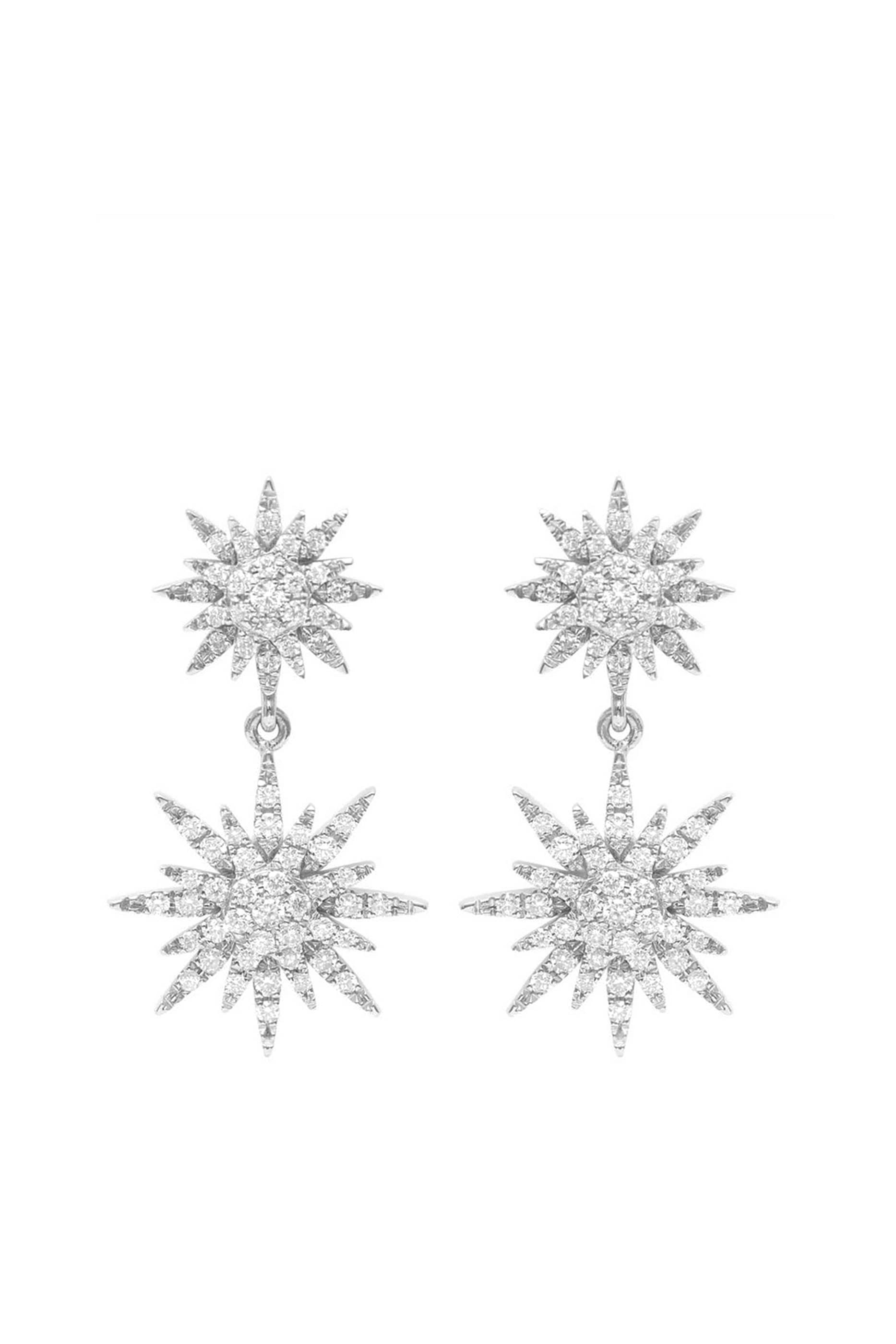 Soleil Earrings, 18K White Gold & Diamonds