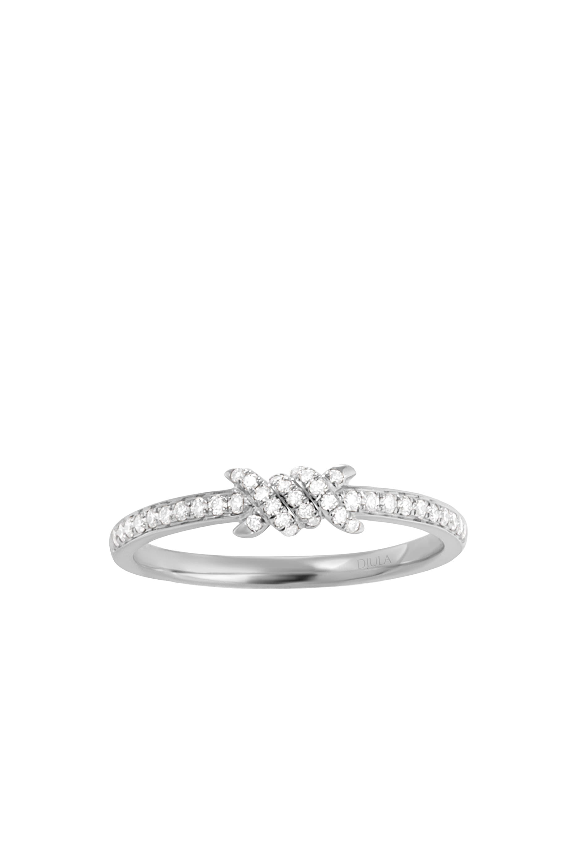  Barbelé Fine Pavé Ring, 18K White Gold & Diamonds