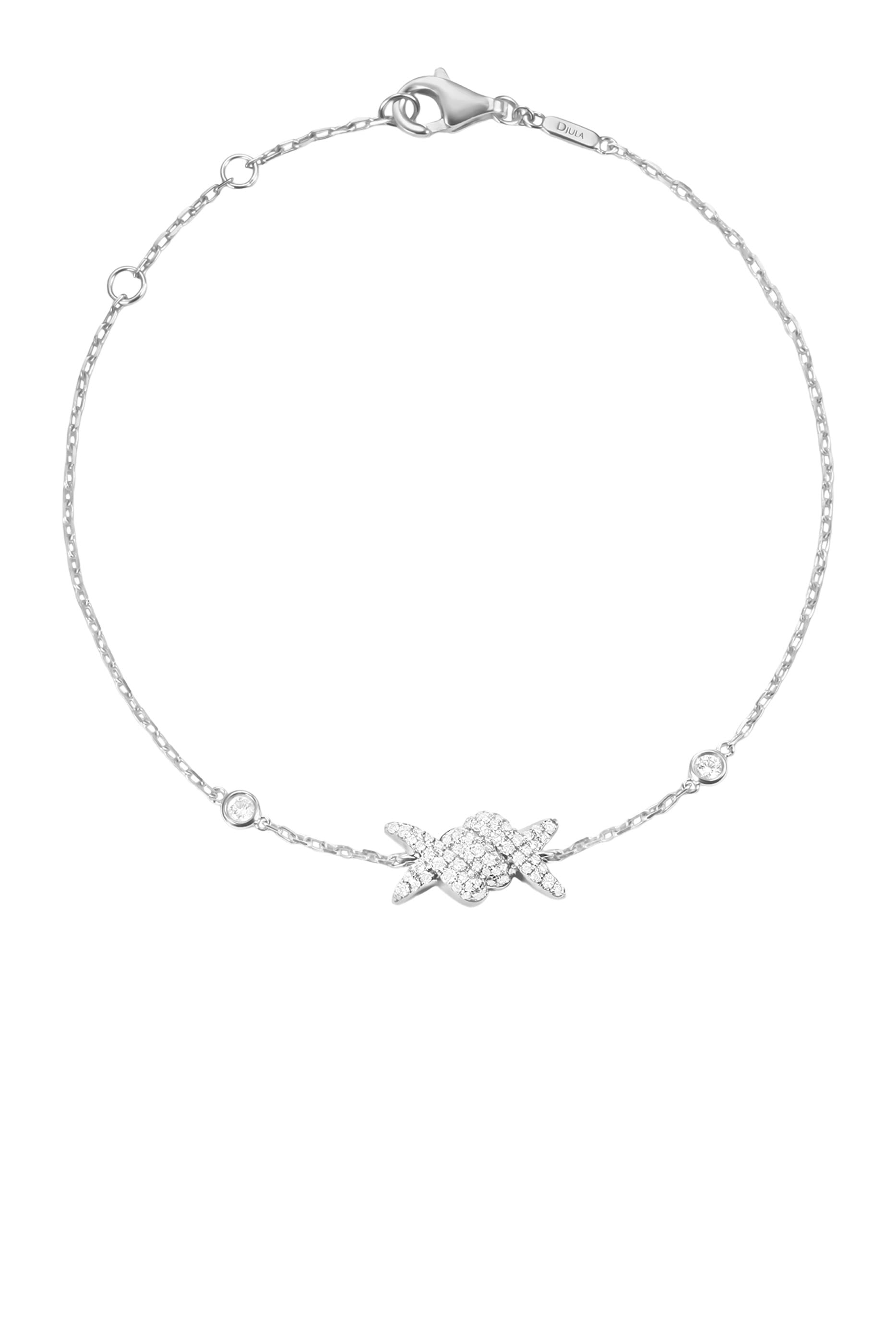  Barbelé Paved Bracelet, 18K White Gold & Diamonds