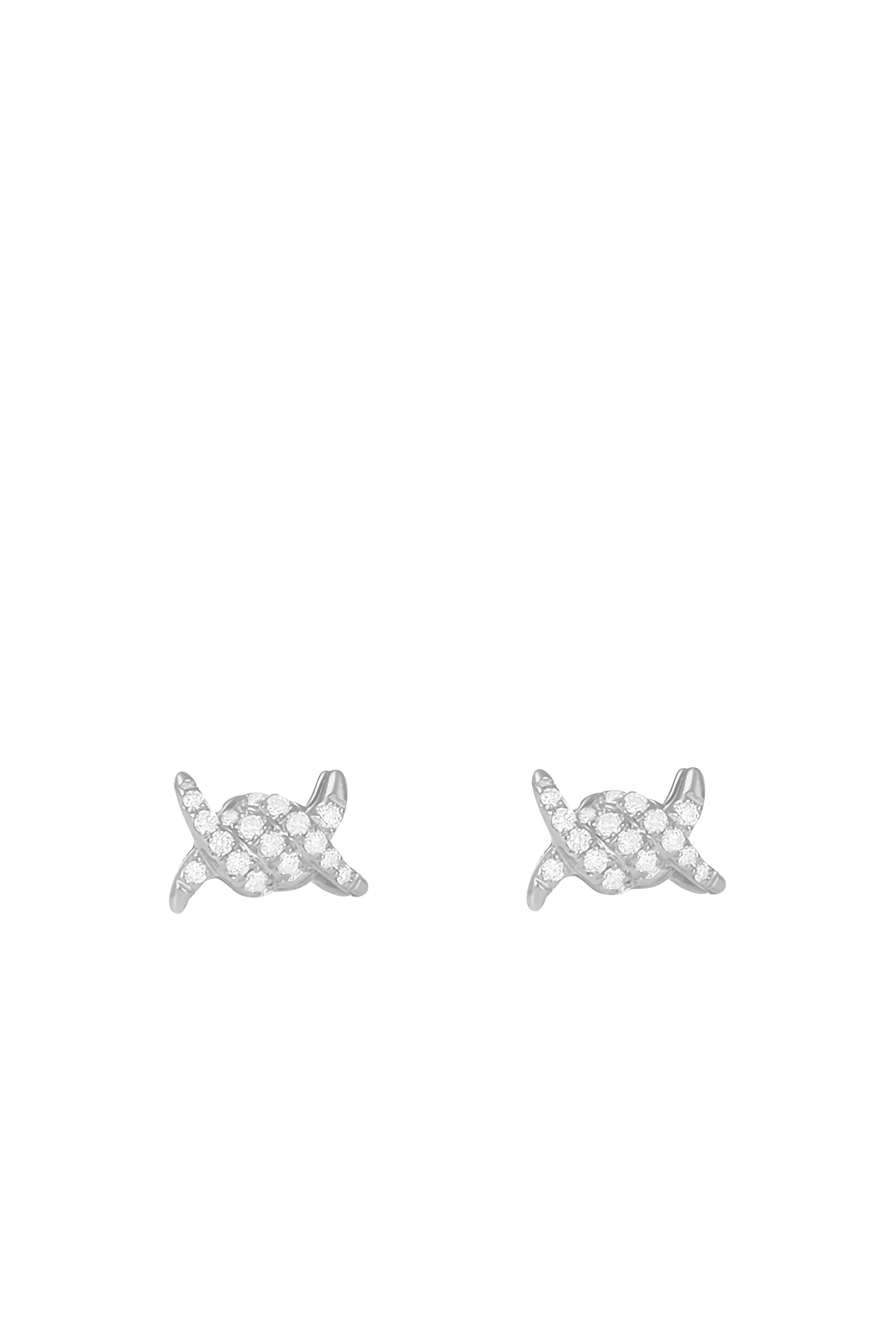  Barbelé Stud Earrings, 18K White Gold & Diamonds