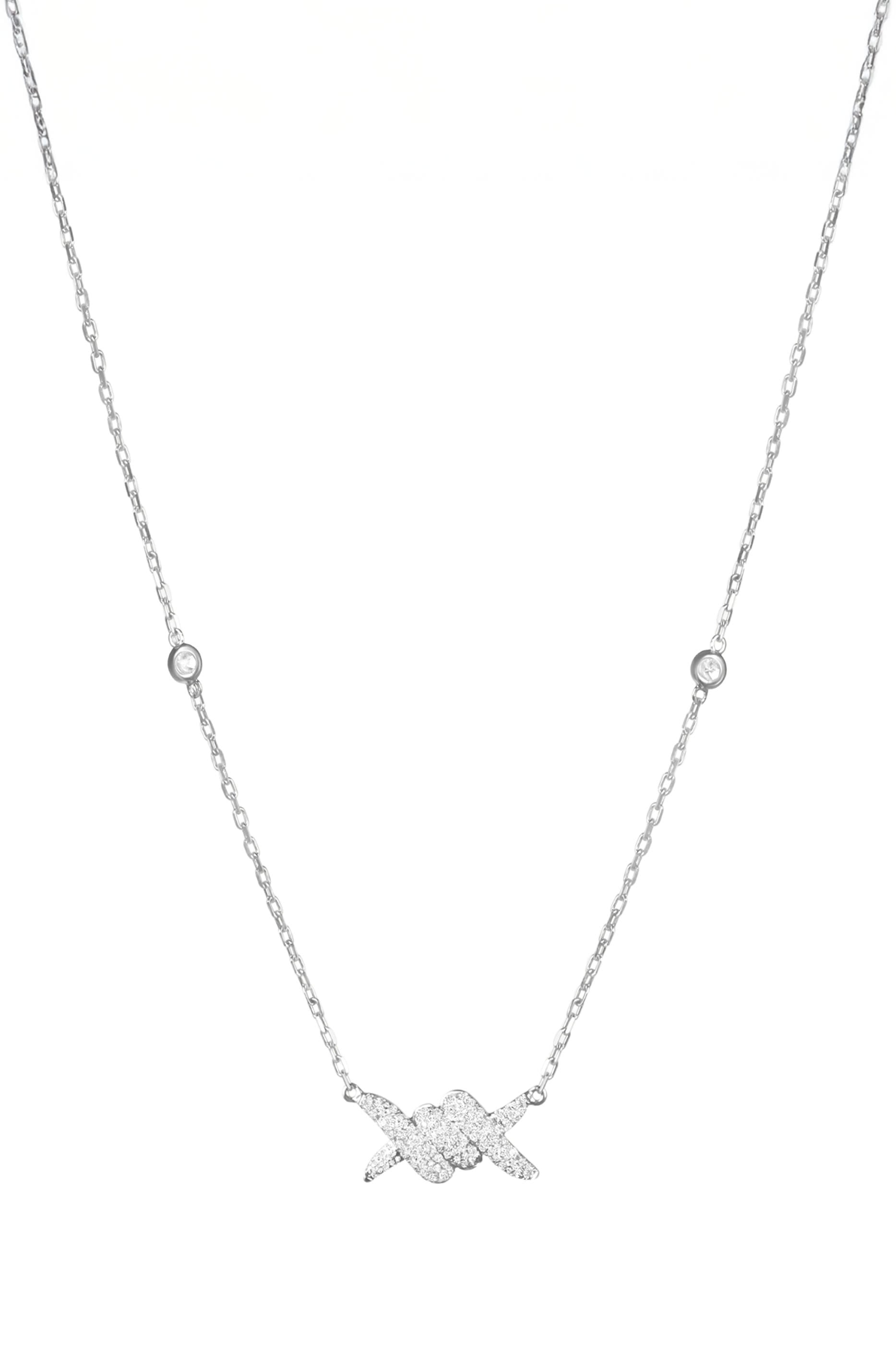  Barbelé Pavé Necklace, 18K White Gold & Diamonds