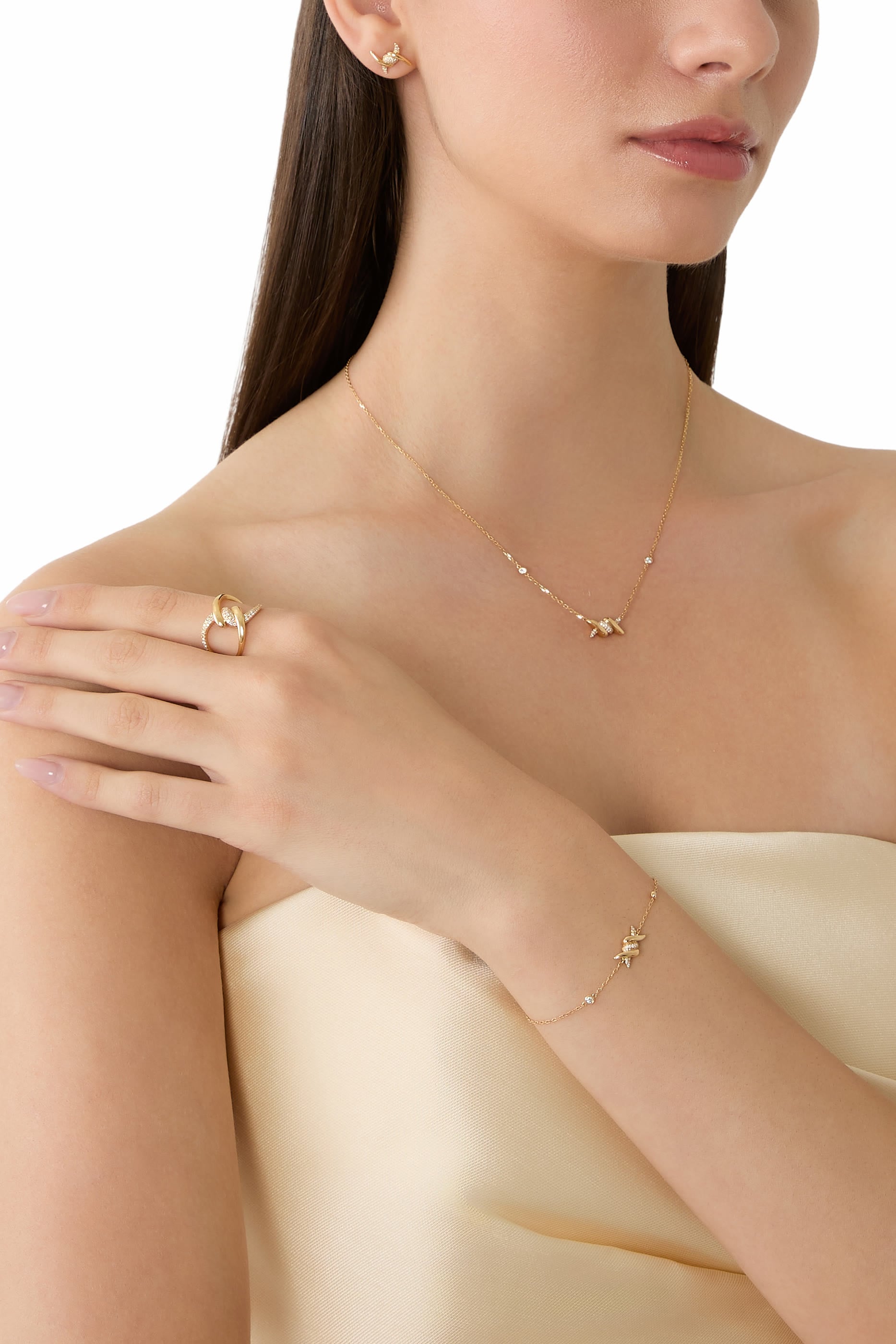  Barbelé Pavé Necklace, 18K Yellow Gold & Diamonds