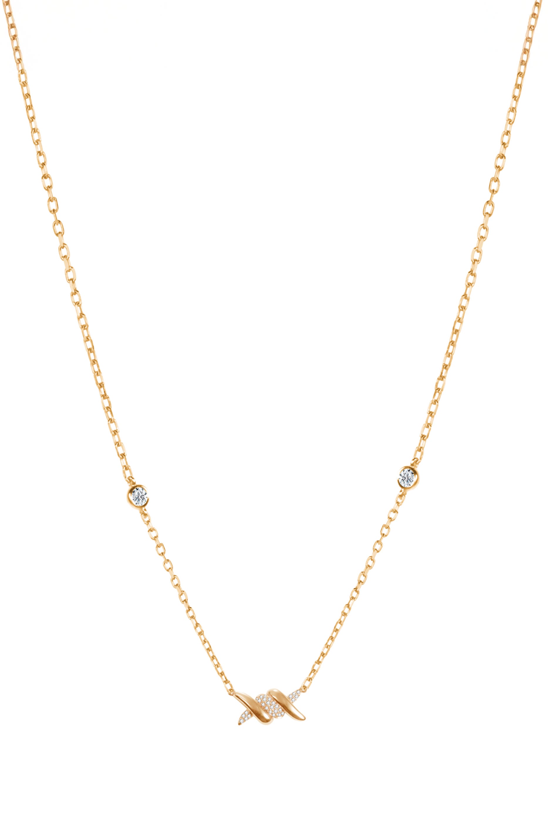  Barbelé Pavé Necklace, 18K Yellow Gold & Diamonds