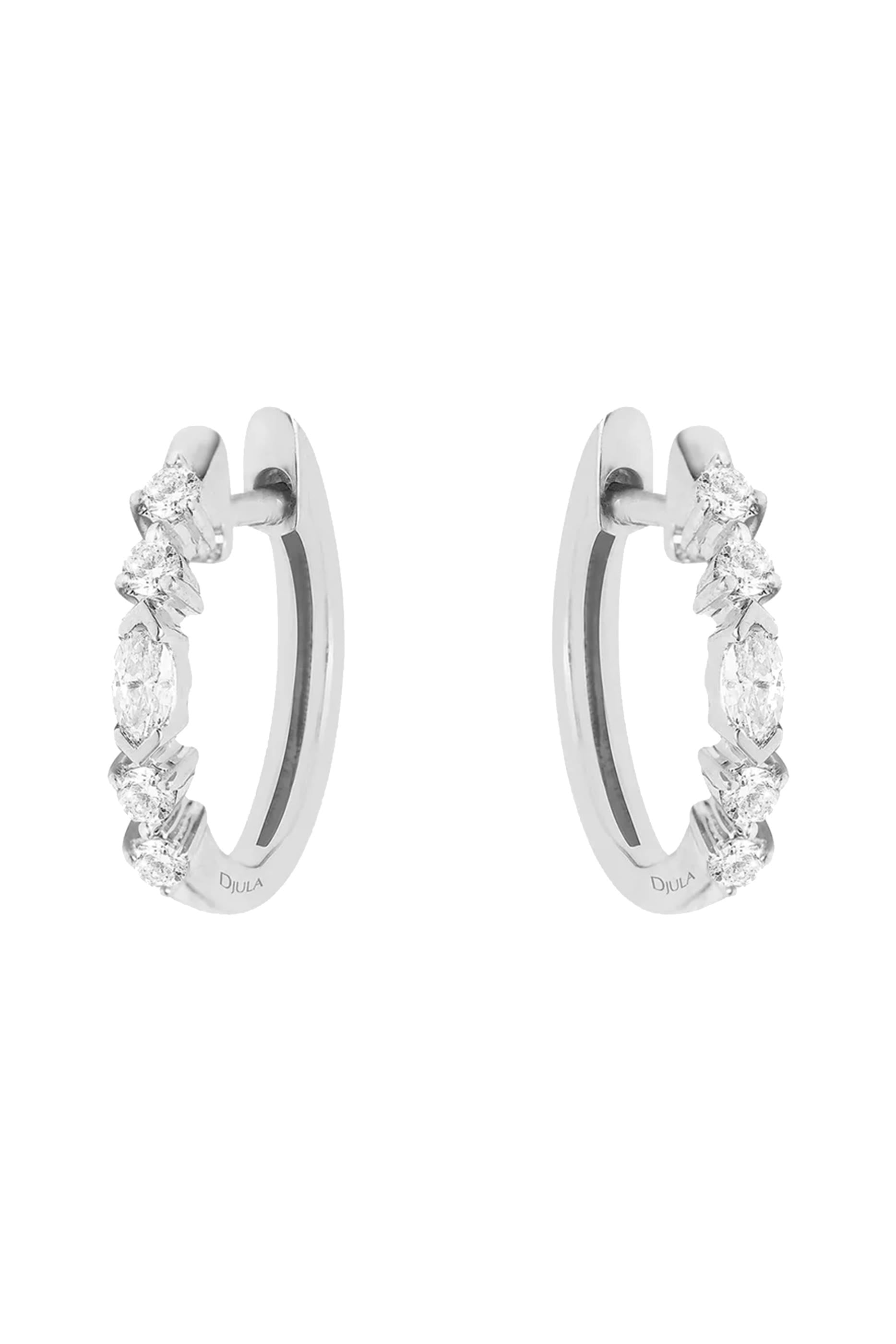 Fairytale Hoop Earrings, 18K White Gold & Diamonds