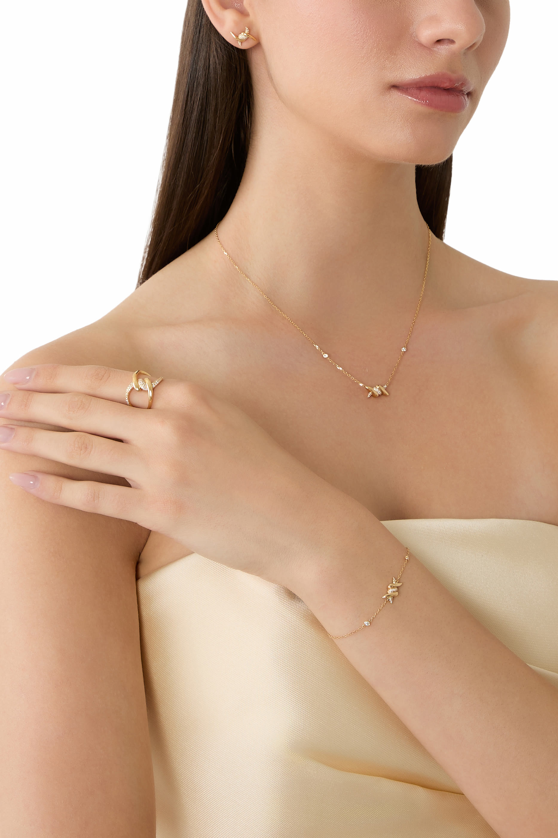  Barbelé Paved Bracelet, 18K Yellow Gold & Diamonds