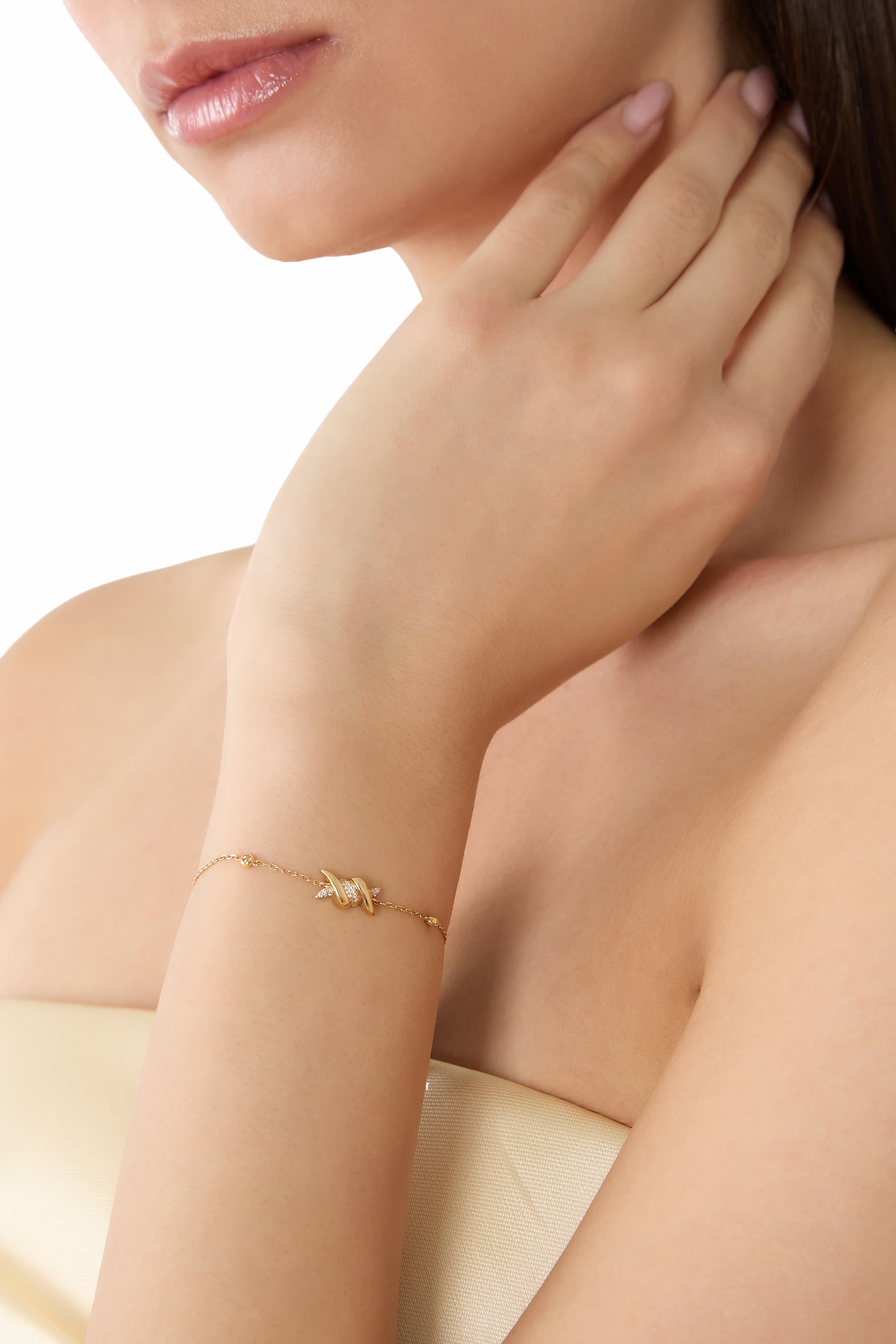  Barbelé Paved Bracelet, 18K Yellow Gold & Diamonds