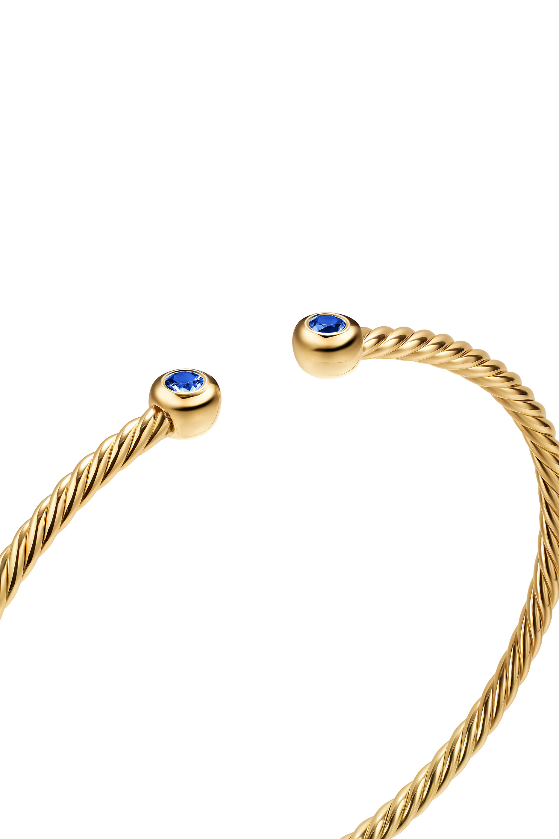 Micro Cablespira® Flex Round Bracelet, 18k Yellow Gold & Sapphire