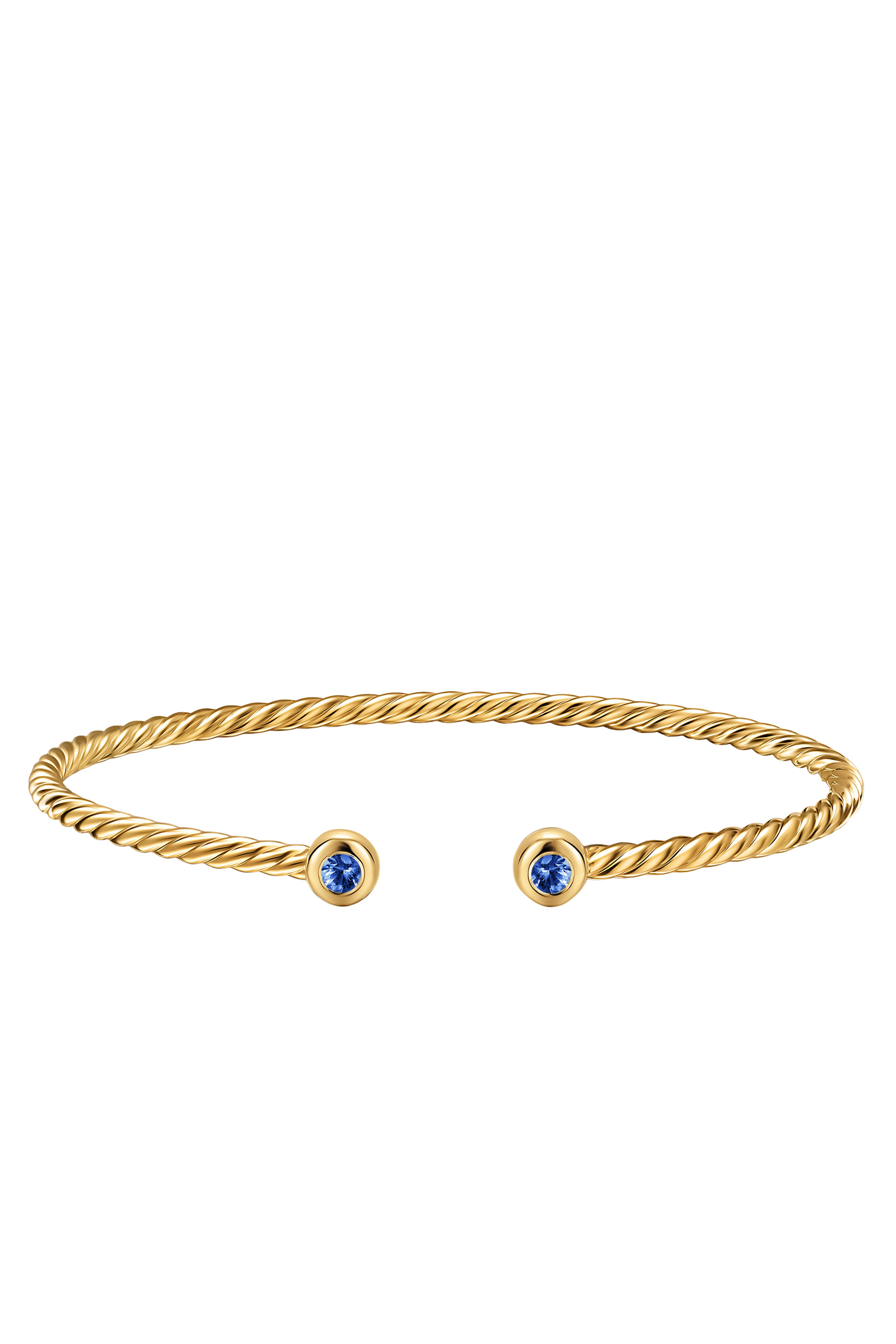 Micro Cablespira® Flex Round Bracelet, 18k Yellow Gold & Sapphire