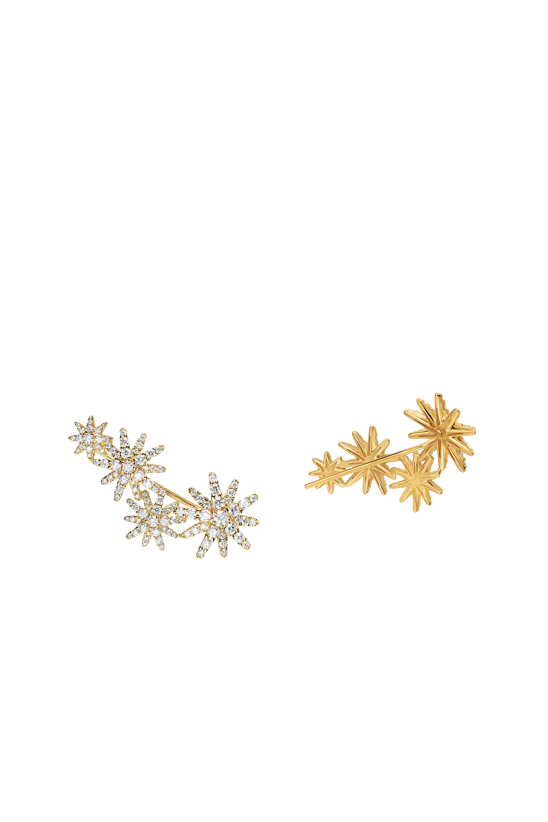 Starburst Full Pavé Climber Earrings, 18k Yellow Gold & Diamonds