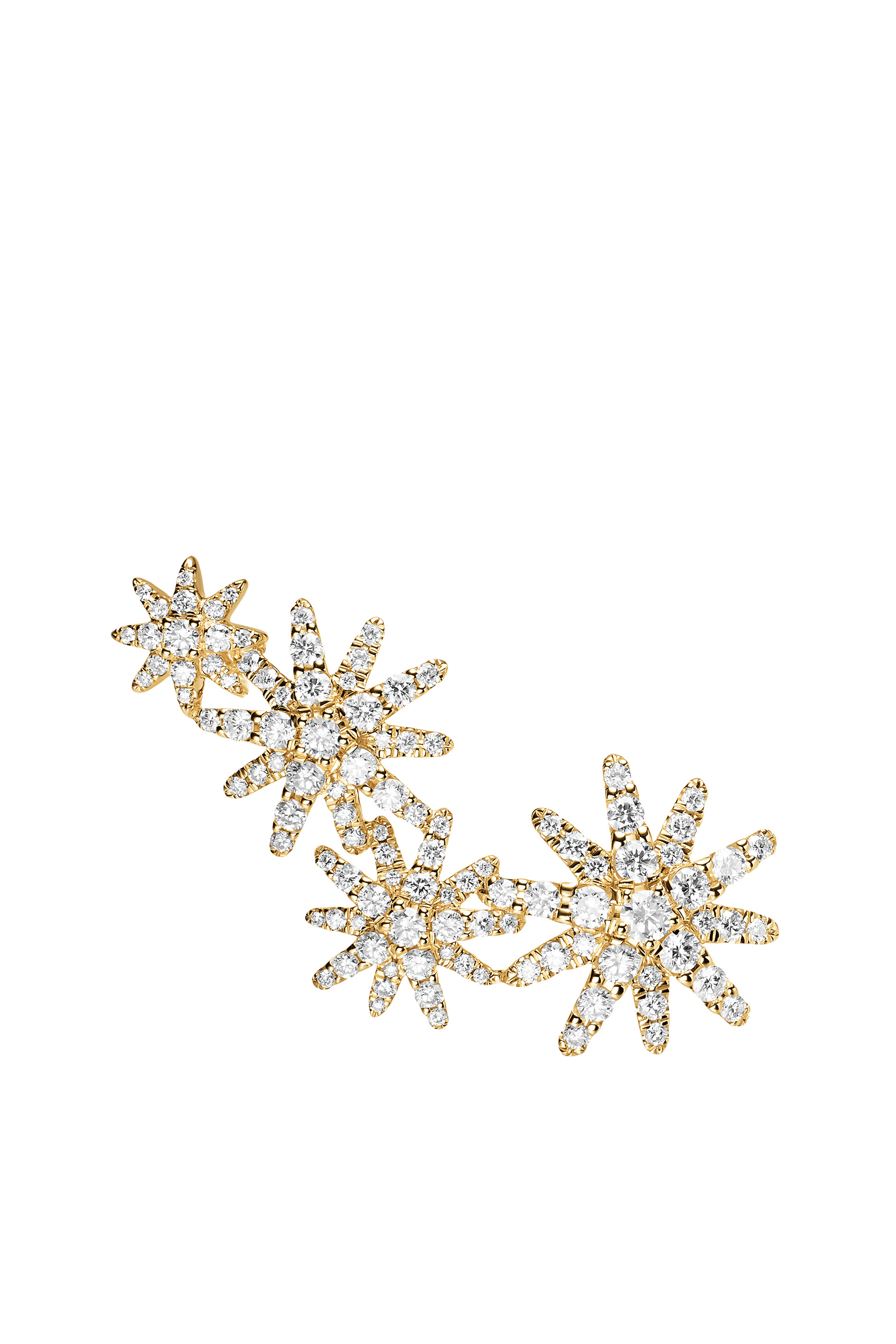 Starburst Full Pavé Climber Earrings, 18k Yellow Gold & Diamonds