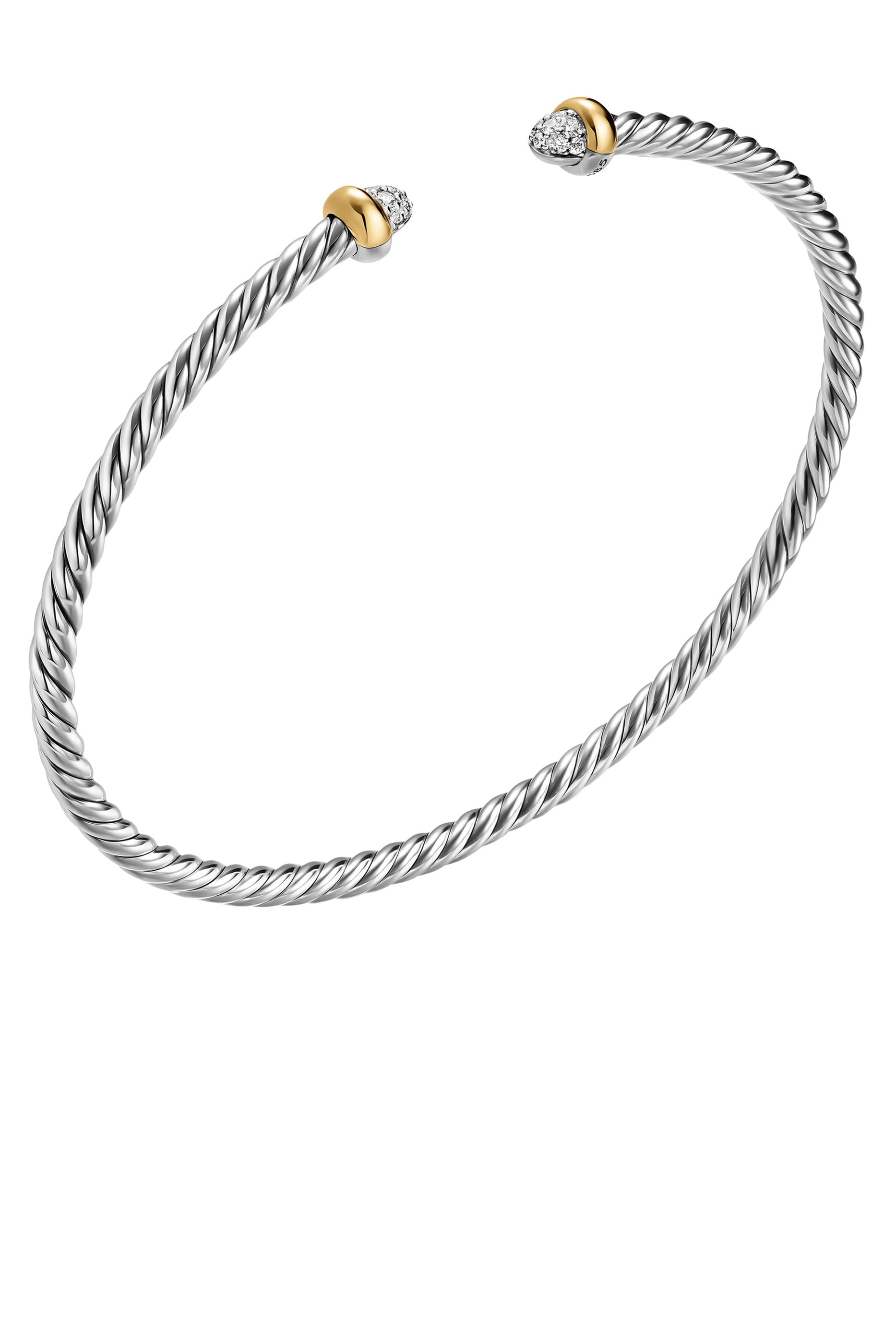 Micro Cablespira® Flex Bracelet, 18k Yellow Gold, Sterling Silver & Diamonds