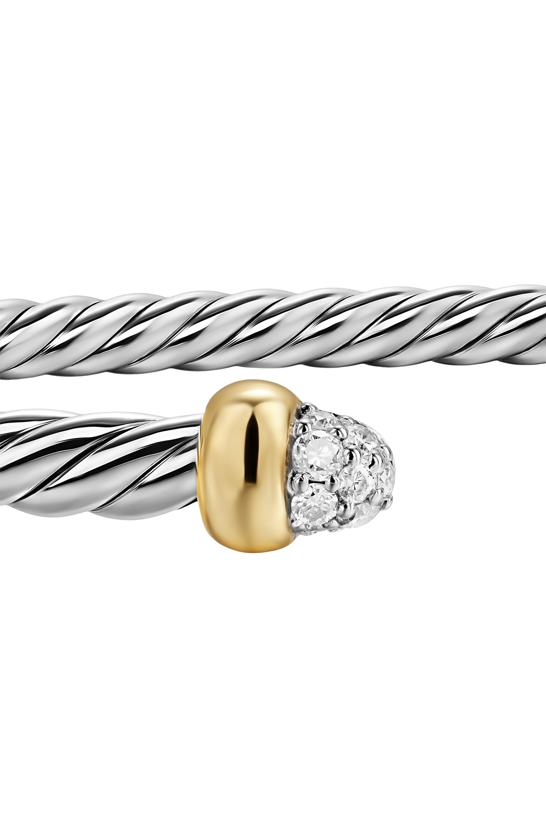 Micro Cablespira® Flex Bracelet, 18k Yellow Gold, Sterling Silver & Diamonds