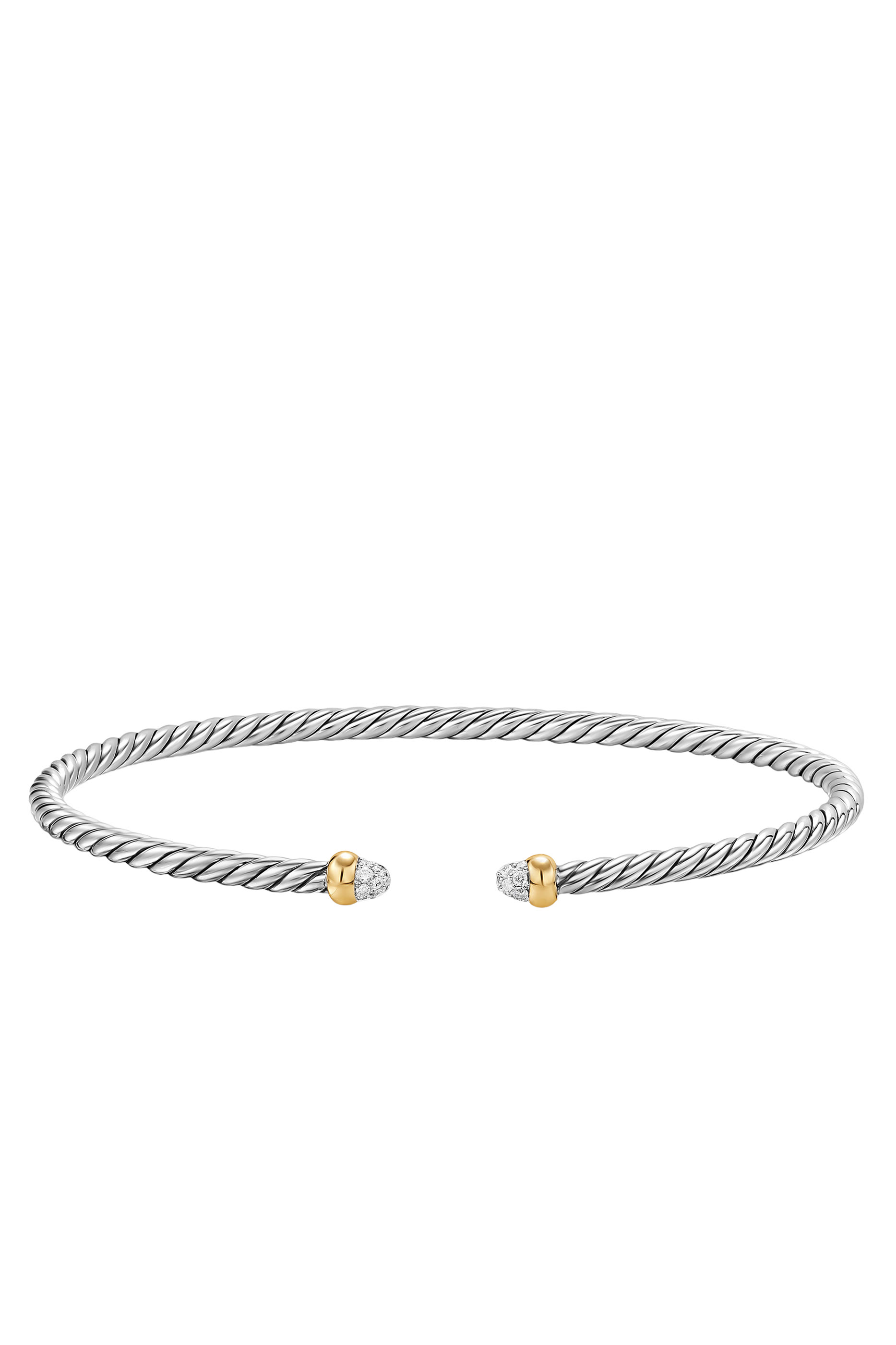 Micro Cablespira® Flex Bracelet, 18k Yellow Gold, Sterling Silver & Diamonds
