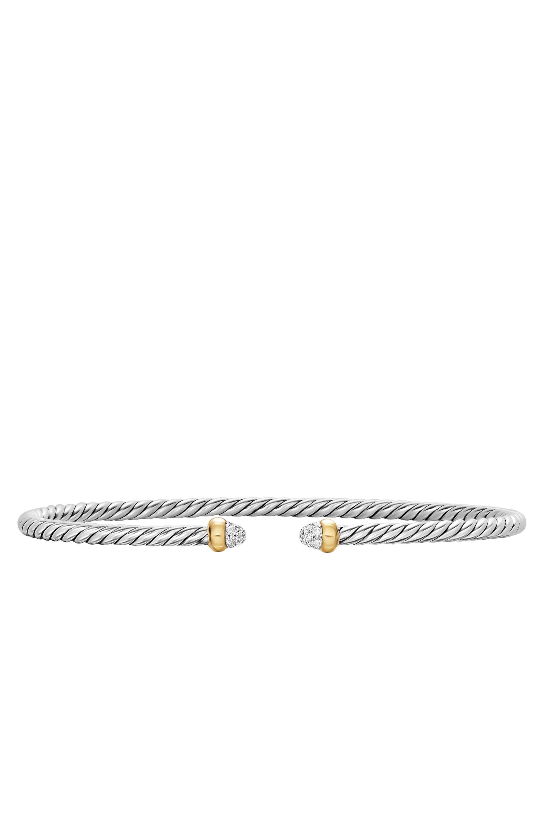 Micro Cablespira® Flex Bracelet, 18k Yellow Gold, Sterling Silver & Diamonds
