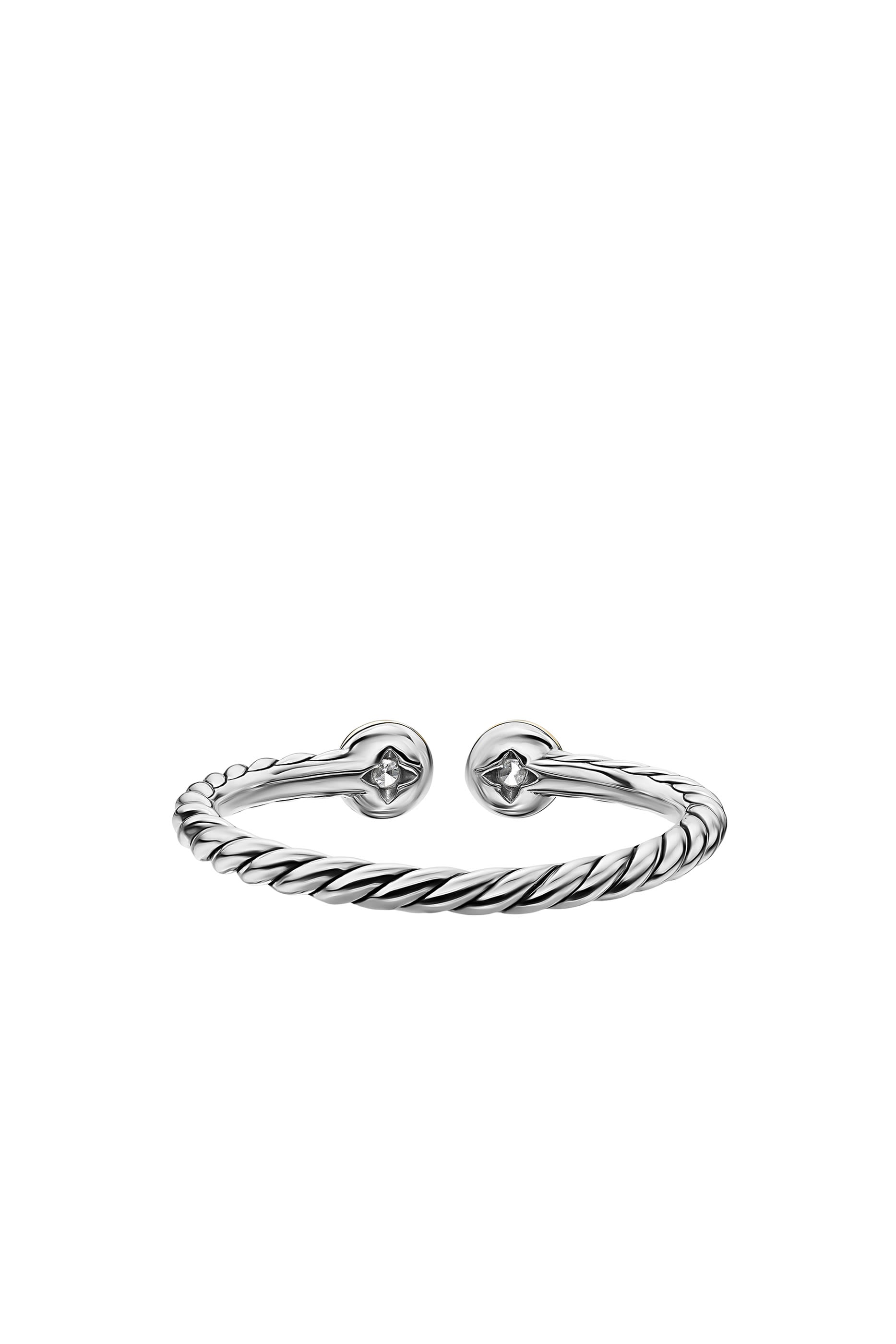 Cable Open Round Ring, 14k Yellow Gold, Sterling Silver & Diamonds